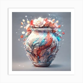 Abstract Vase in a form of crystals and crisp of glass Art Print