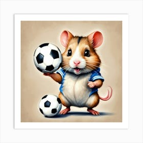 Hamster Playing Soccer Art Print