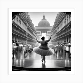 Ballerina In The Rain Art Print