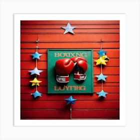 Boxing Gloves On The Side Floating In The Air Art Print