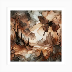 Butterfly Fluid Ink in Bronze Shades VI Art Print