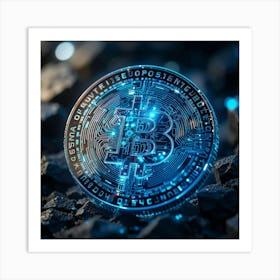 Bitcoin On A Rock Art Print