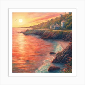 Sunset At The Beach 1 Art Print