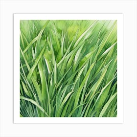 Watercolor Green Grass Art Print