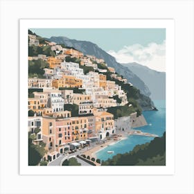 273636 Amalfi Coast, Italy Illustration Art Print Art Print