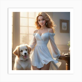 Girl With A Dog 7 Art Print