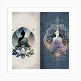 Buddha And Lotus 2 Art Print