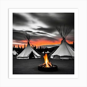 Teepees At Sunset 5 Art Print