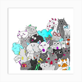 Bunch Of Cats Art Print