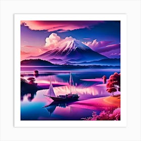 Evening on the lake Art Print