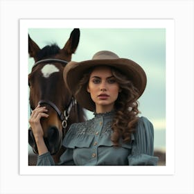 Beautiful Woman With A Horse Art Print