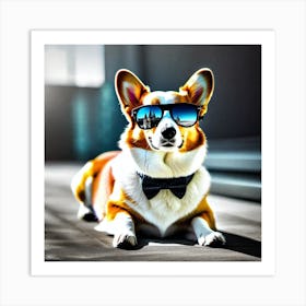 Corgi In Sunglasses 65 Art Print