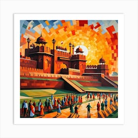 Red Fort India Cubism Art Art Print