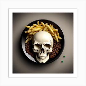 French Fries And A Skull Art Print