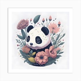 Floral Panda (2) Art Print