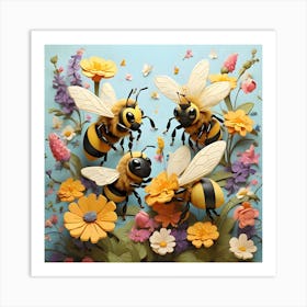 Bees on a Whimsical Quest Art Print