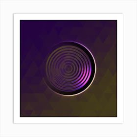Geometric Neon Glyph on Jewel Tone Triangle Pattern 024 Art Print