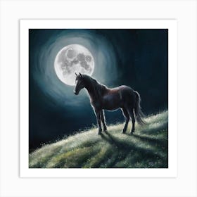 Horse In The Moonlight 24 Art Print