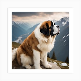 St Bernard Dog 30 Art Print