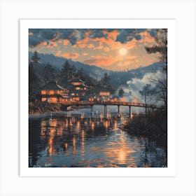 長閑な秋の夜、南木曽村 Peaceful Automn Evening In Nagiso Village (II) Art Print