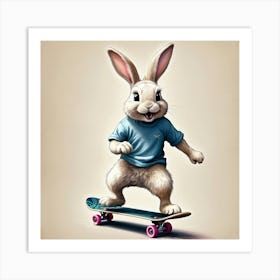 Bunny Skateboarding 6 Art Print