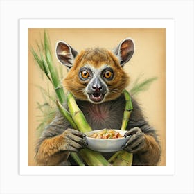 Lemur Eating Art Print