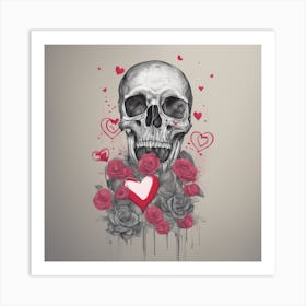 Skull And Roses Art Print