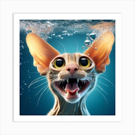 Sphynx Cat Underwater Art Print