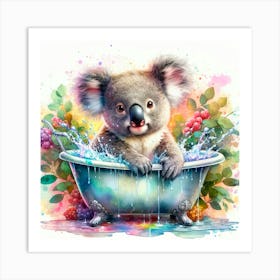 Koala In The Bath Art Print