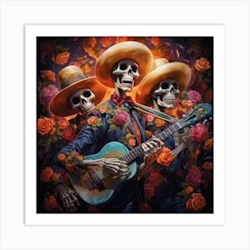 Day Of The Dead Party Musicians 2 Art Print