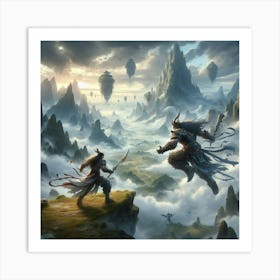 Battle Between Two Warriors Art Print