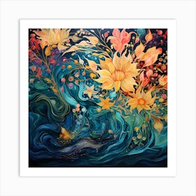 Strokes of Tranquility: Garden Symphony Art Print