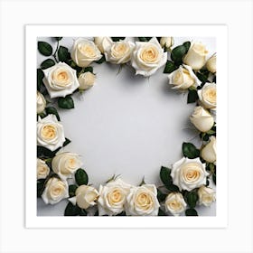 White Roses Wreath 4 Art Print