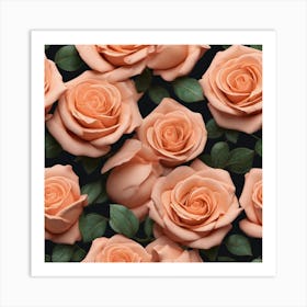 Peach Roses 8 Art Print