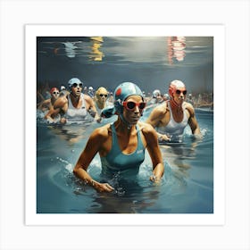 Racing Swimmers Art Print 3 Art Print