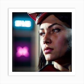 Portrait of a Woman In A Video Game Art Print