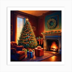 Christmas Tree In The Living Room 23 Art Print