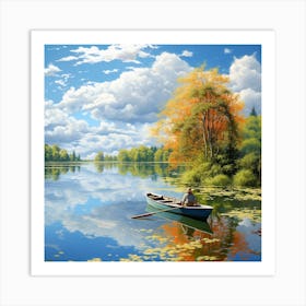 Boat On A Lake Art Print