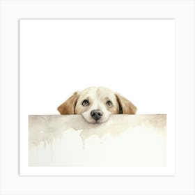 Dog Peeking Over The Wall 36 Art Print