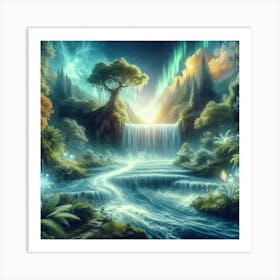 Waterfall In The Forest 2 Art Print