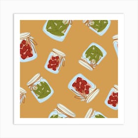 Preserved Food Pickles And Tomatoes Seamless Print Art Print