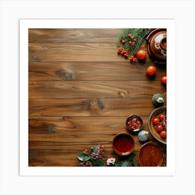 Chuseok Wooden Table From Above Banner Texture W 1718393474 3 Art Print