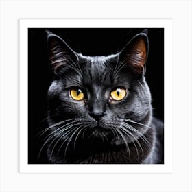 Black Cat With Yellow Eyes Art Print