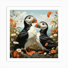 Puffins art print Art Print