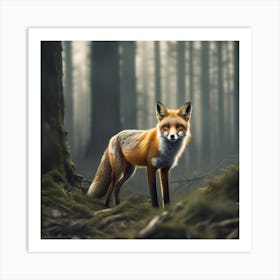 Fox In The Forest 53 Art Print