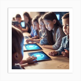 Children Using Ipads Art Print