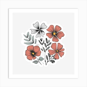 Flowers And Leaves 1 Art Print