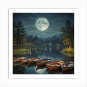 Moonlight On The Lake 1 Art Print