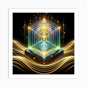 Golden Cube 4 Art Print