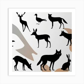 Silhouettes Of Animals 1 Art Print